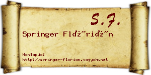 Springer Flórián névjegykártya